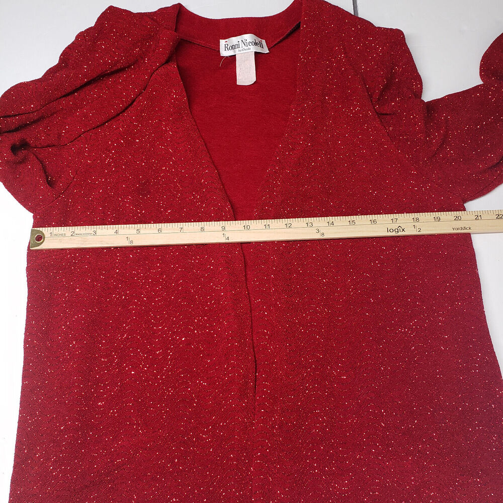 Vintage Ronni Nicole II Sparkly Cardigan Womens 16W Red Jacket Evening Holiday - Picture 4 of 11